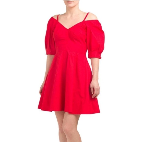 Derek Lam 10 Crosby Red Poppy V-Neck Flare Size 10 - Picture 3 of 9